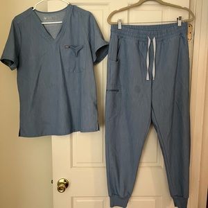 Limited edition Heathered Indigo Figs Scrub set